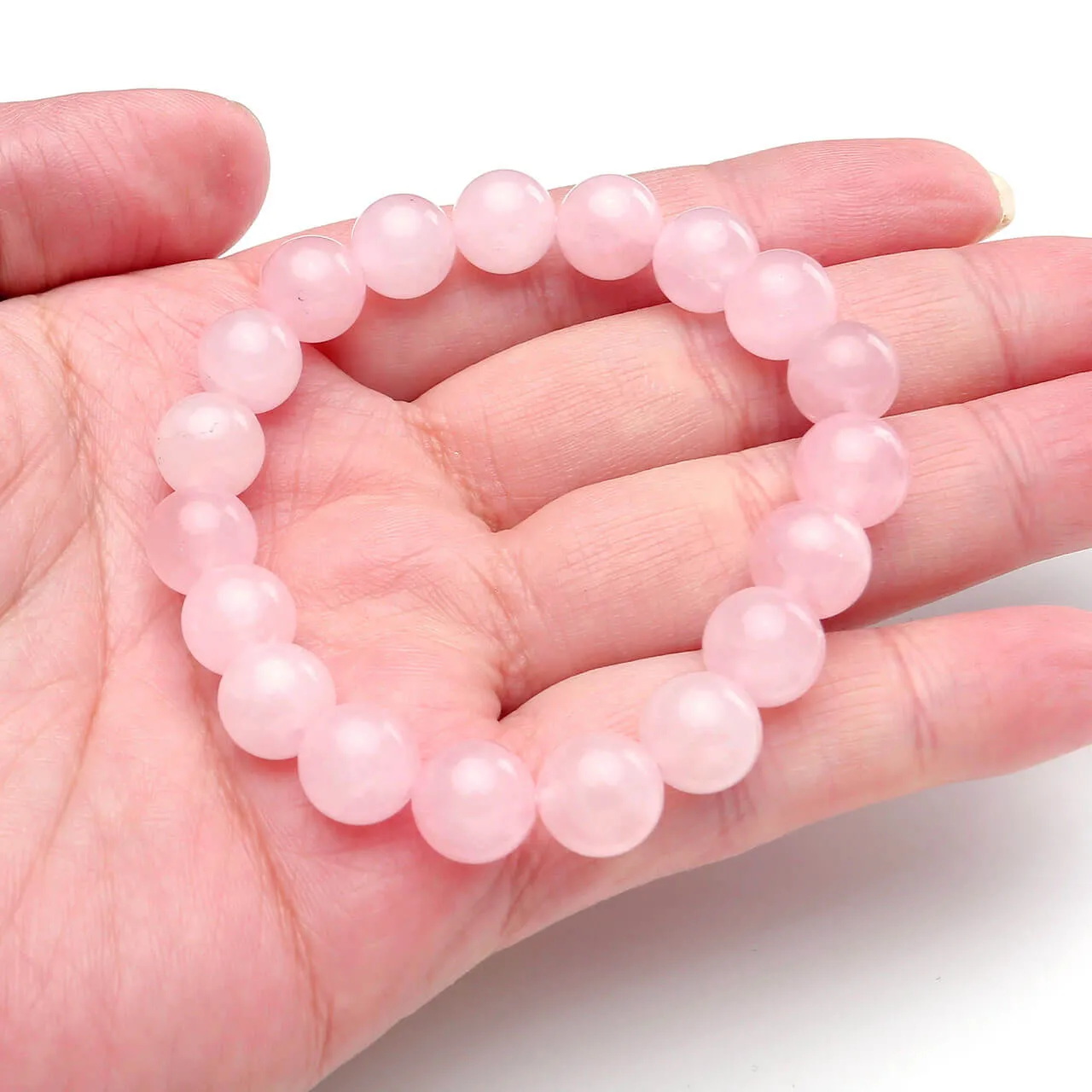 10mm Rose Quartz Healing Crystal Beads Bracelet | Jovivi