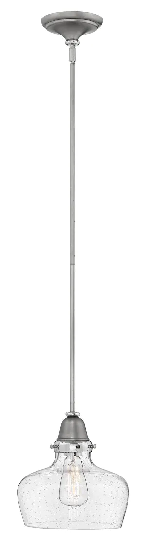 10"W Academy 1-Light Pendant in English Nickel