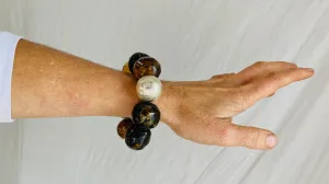 Amber Beaded Bracelet. Sterling Beads. Chunky