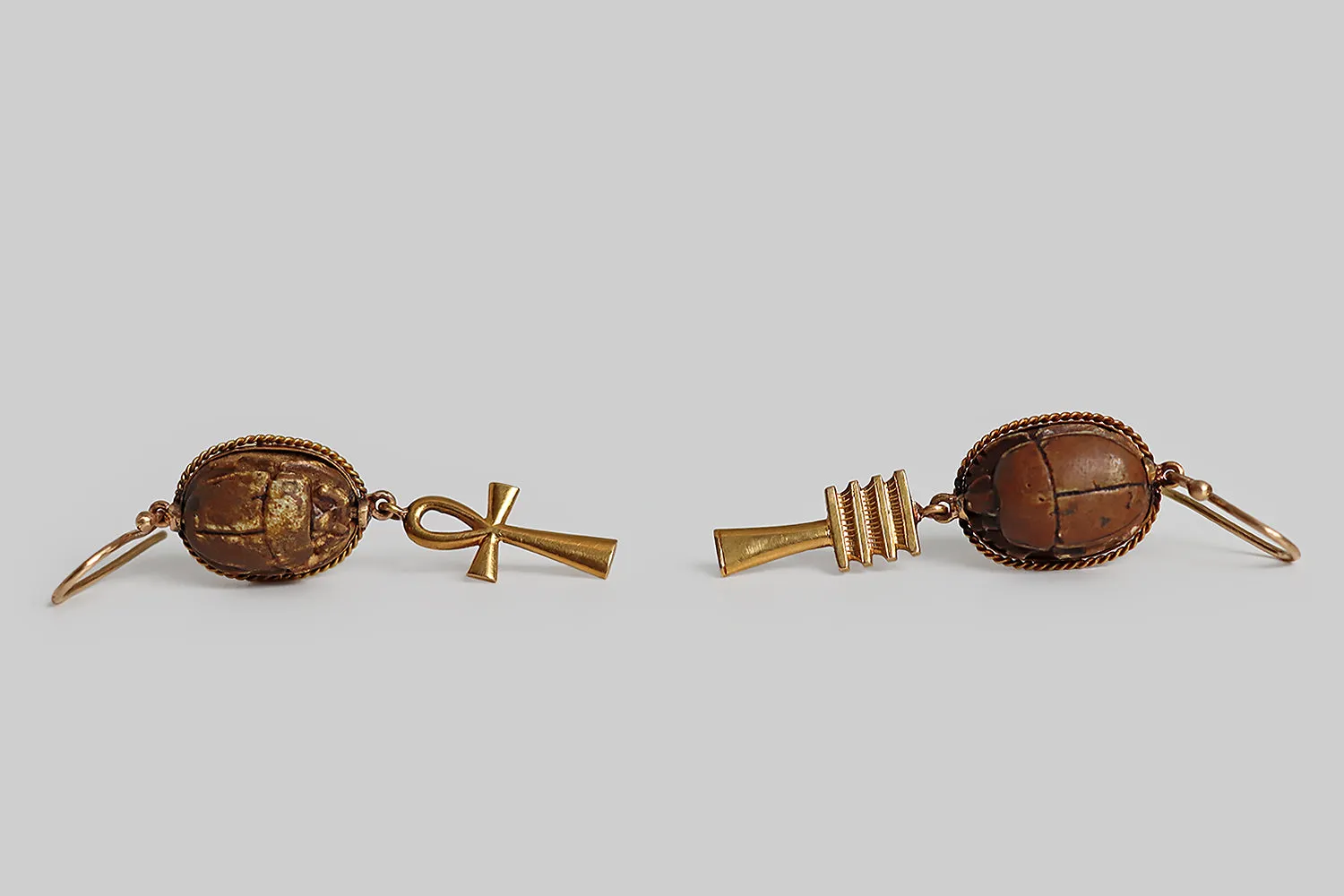 Art Deco Ancient Scarab Dangle Earrings