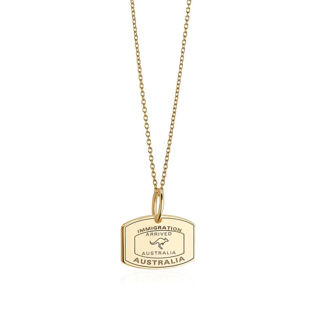 Australia Passport Stamp Charm Solid Gold