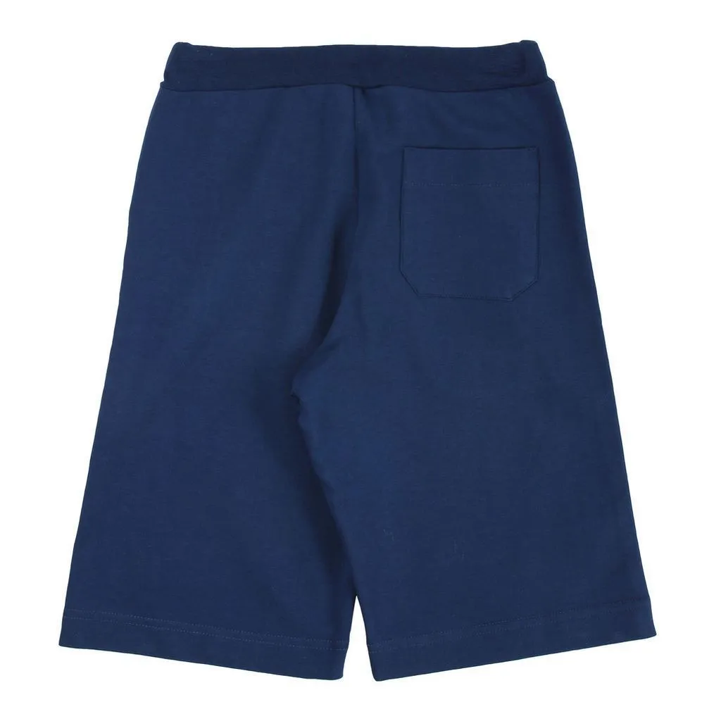 Blue Logo Cotton Shorts