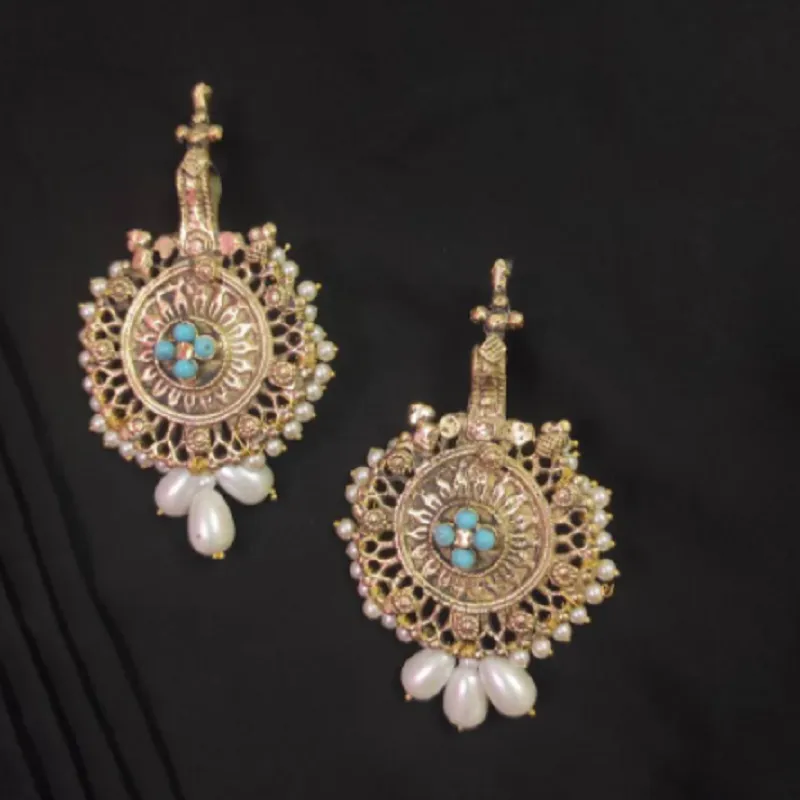 Bohemian Turqoise Beaded Hasli Choker Set and Earrings