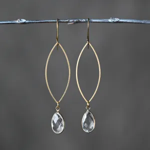 Brass Open Marquise w/ Stone Earrings (Crystal)