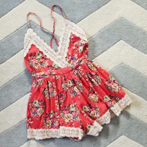 Buffalo Rose Romper in Coral
