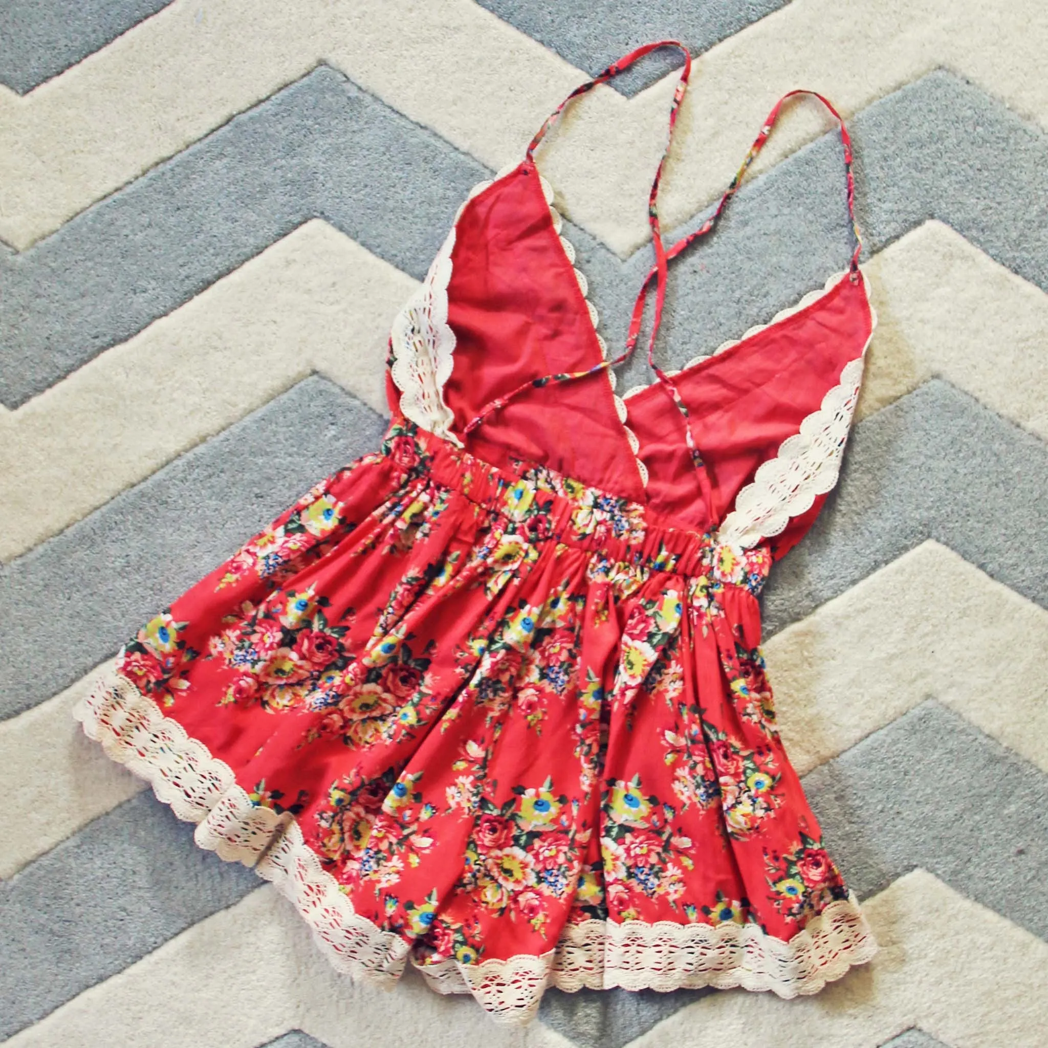Buffalo Rose Romper in Coral