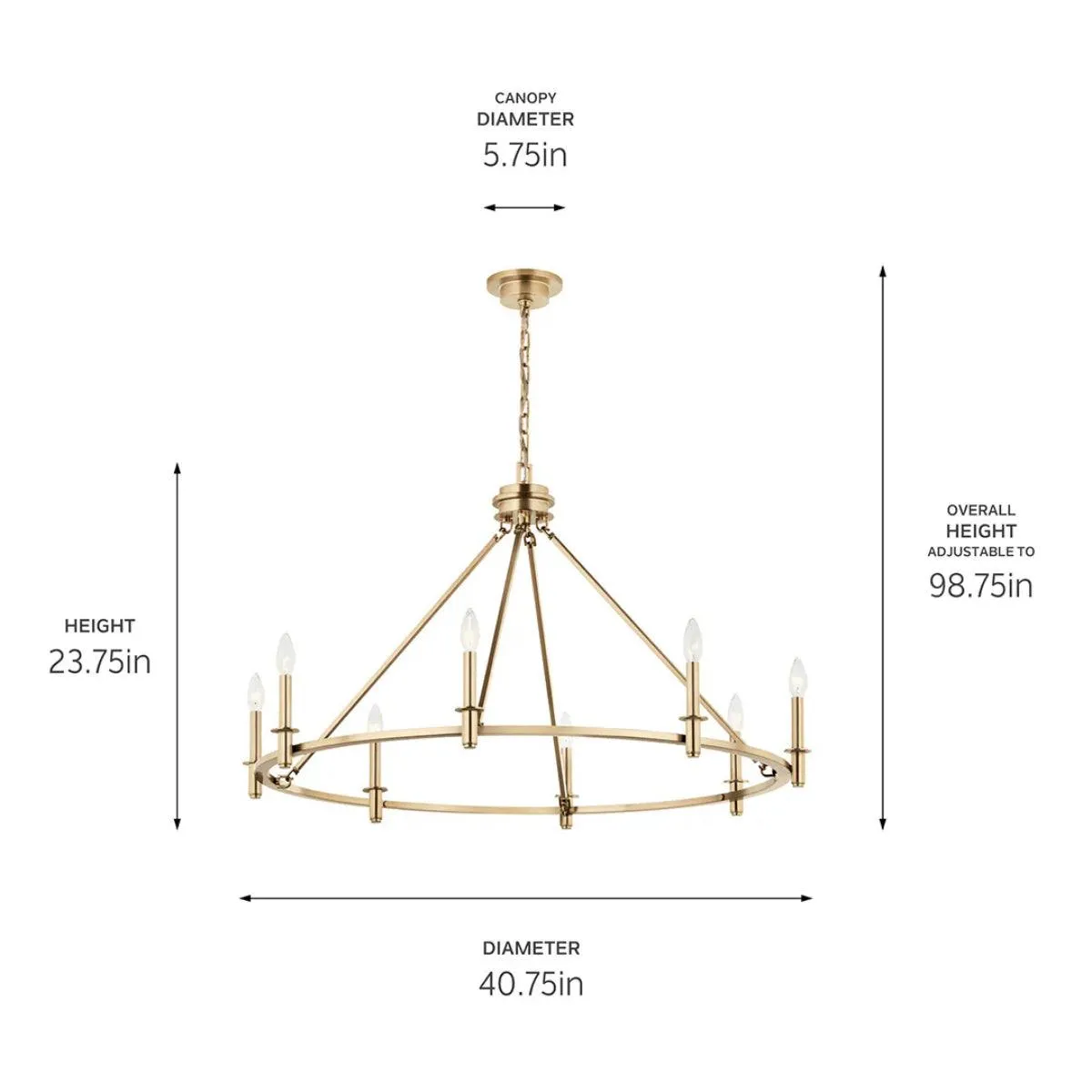 Carrick 41" 8-Light Chandelier 1-Tier, Champagne Bronze Finish