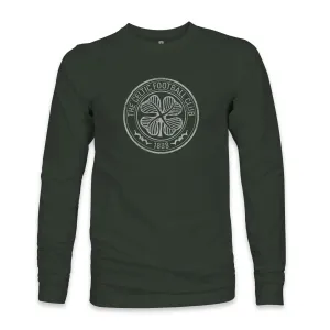 Celtic FC Mono Badge Cotton Long Sleeve T-Shirt - Forest Green