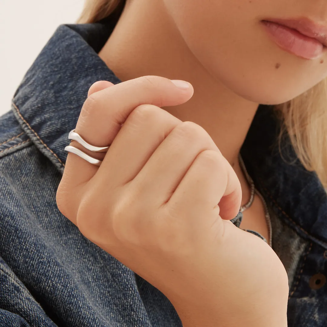 Curves Ring Set - Silver
