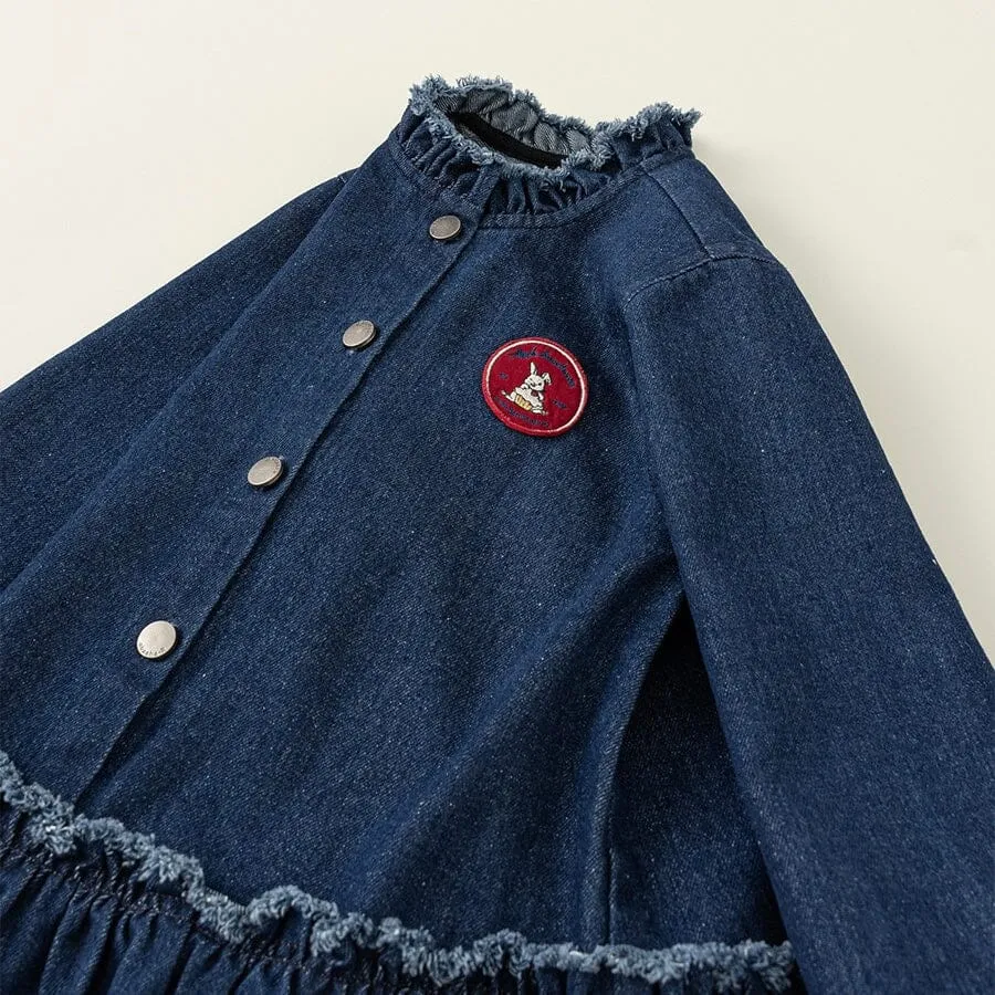 Daisy Ruffled Long Sleeve Denim Dress
