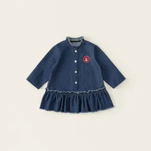 Daisy Ruffled Long Sleeve Denim Dress