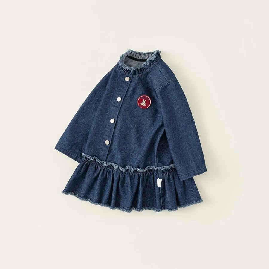 Daisy Ruffled Long Sleeve Denim Dress