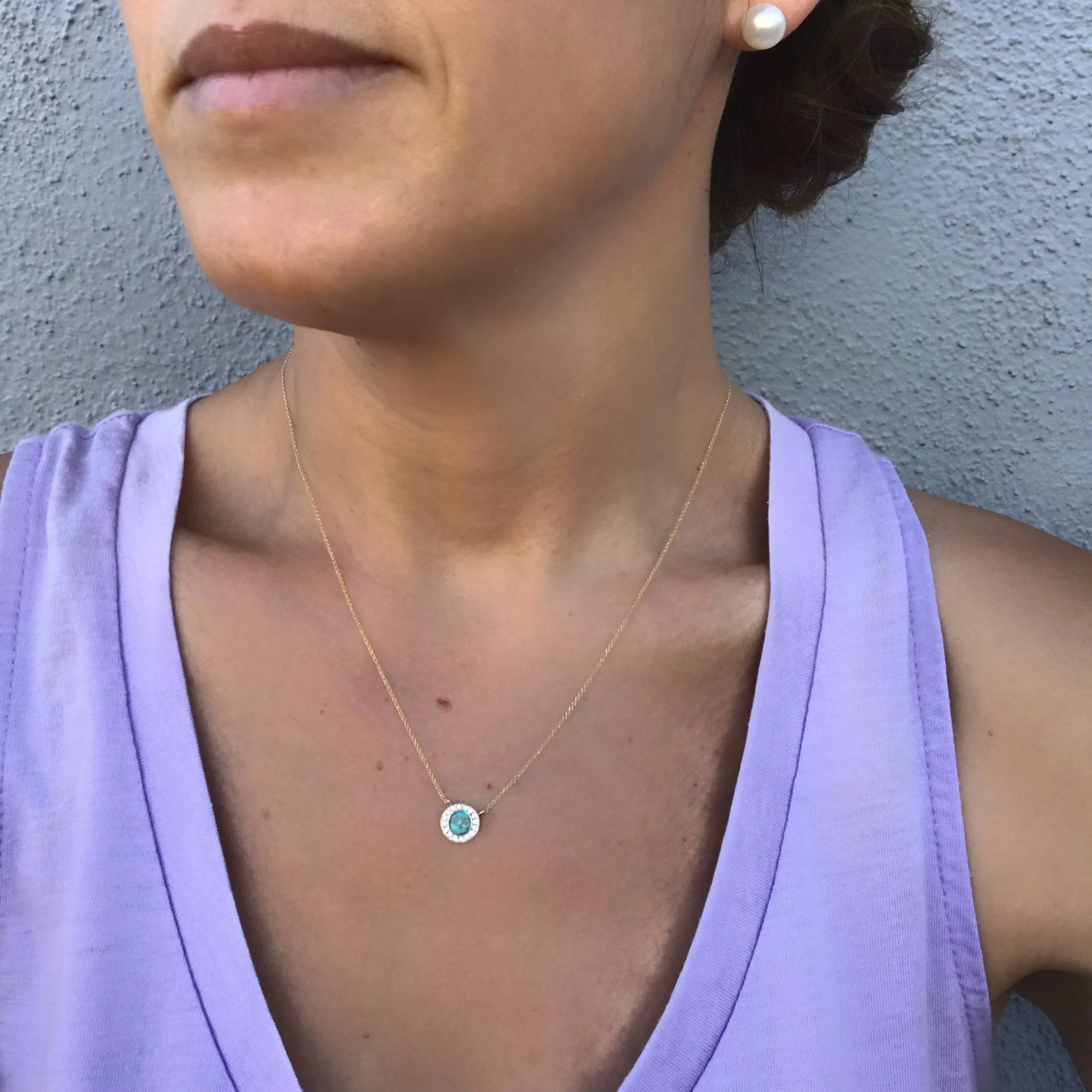 Dakota Gold Turquoise and Diamond Necklace