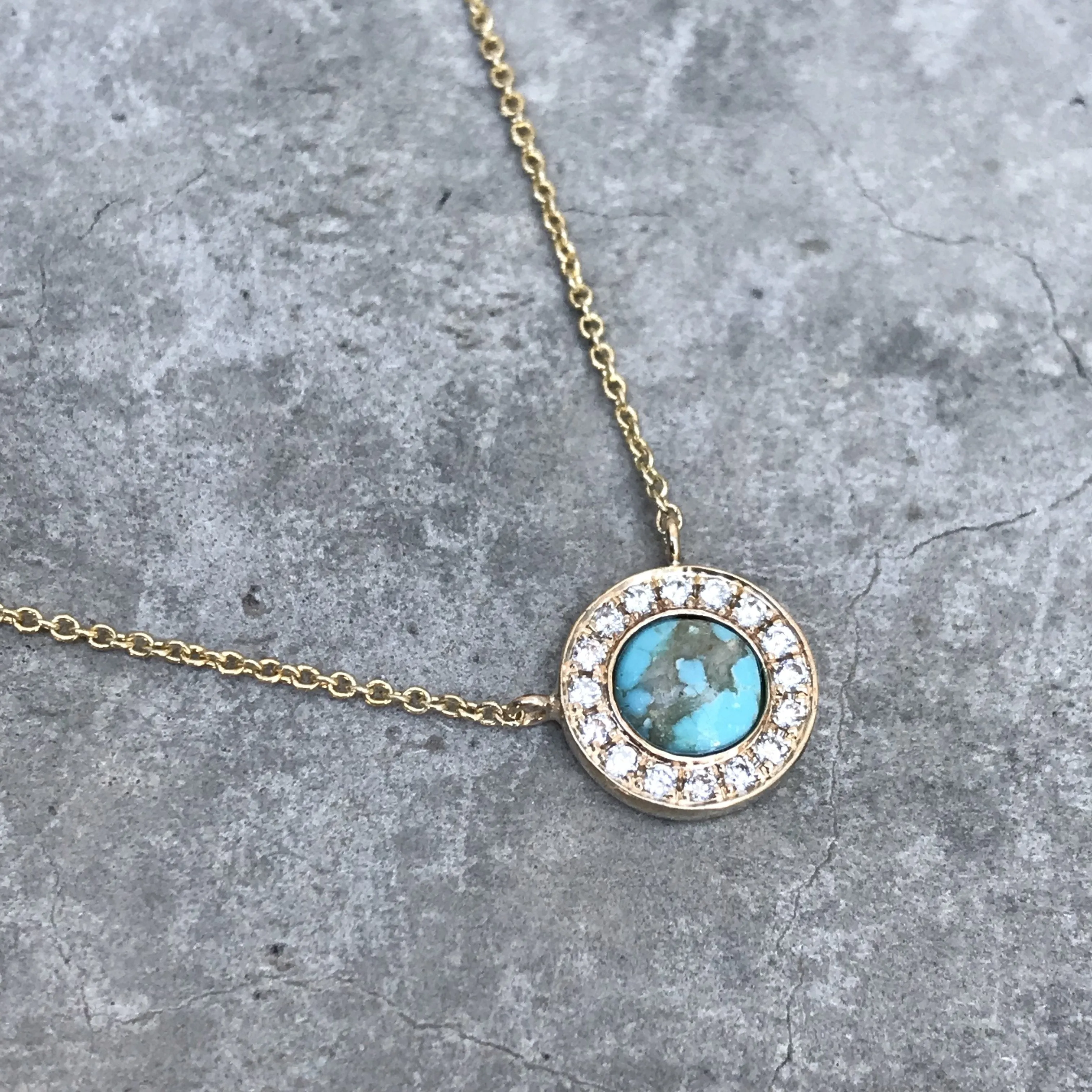 Dakota Gold Turquoise and Diamond Necklace