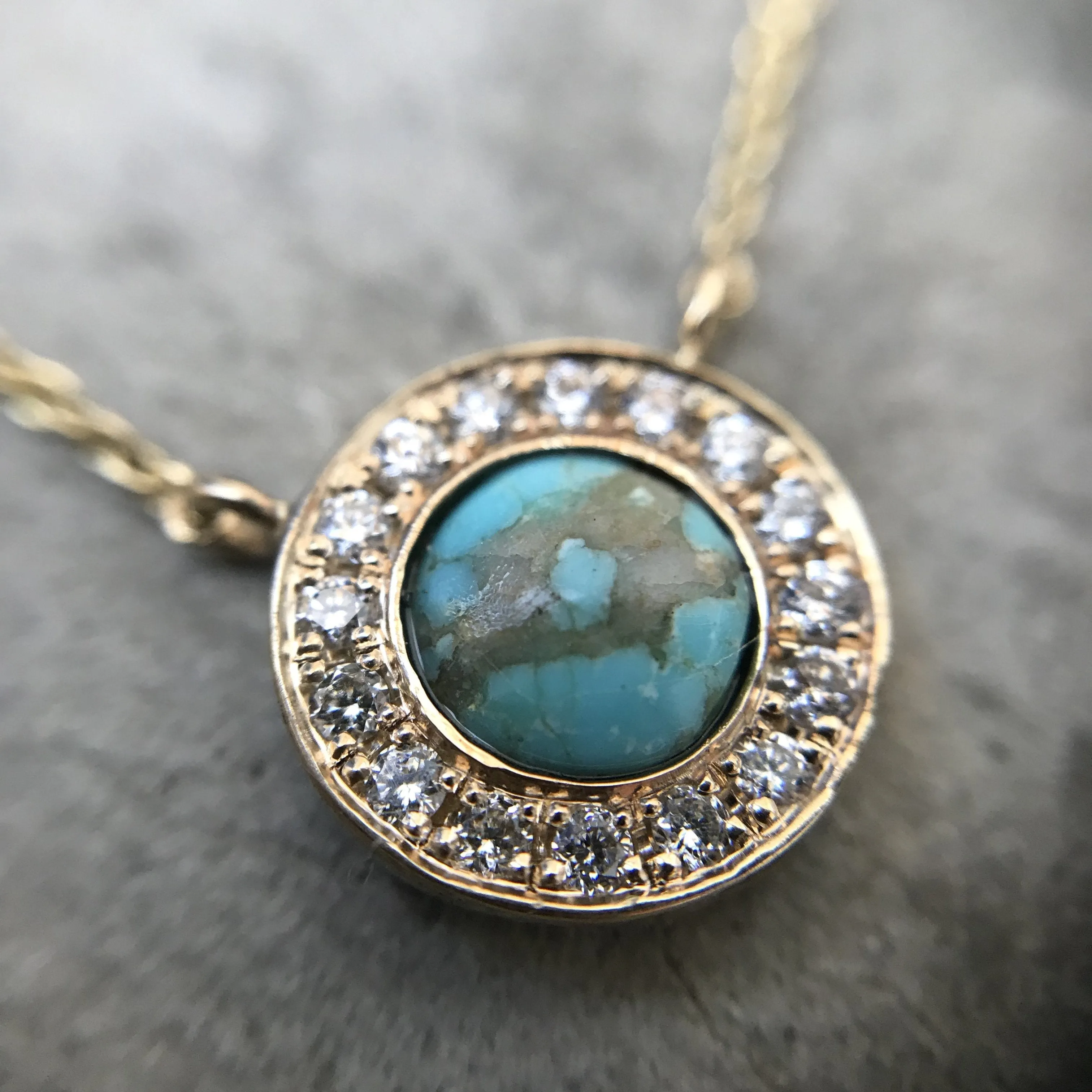 Dakota Gold Turquoise and Diamond Necklace