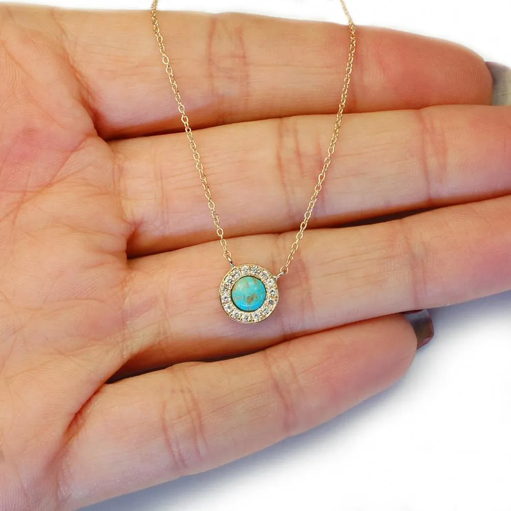 Dakota Gold Turquoise and Diamond Necklace