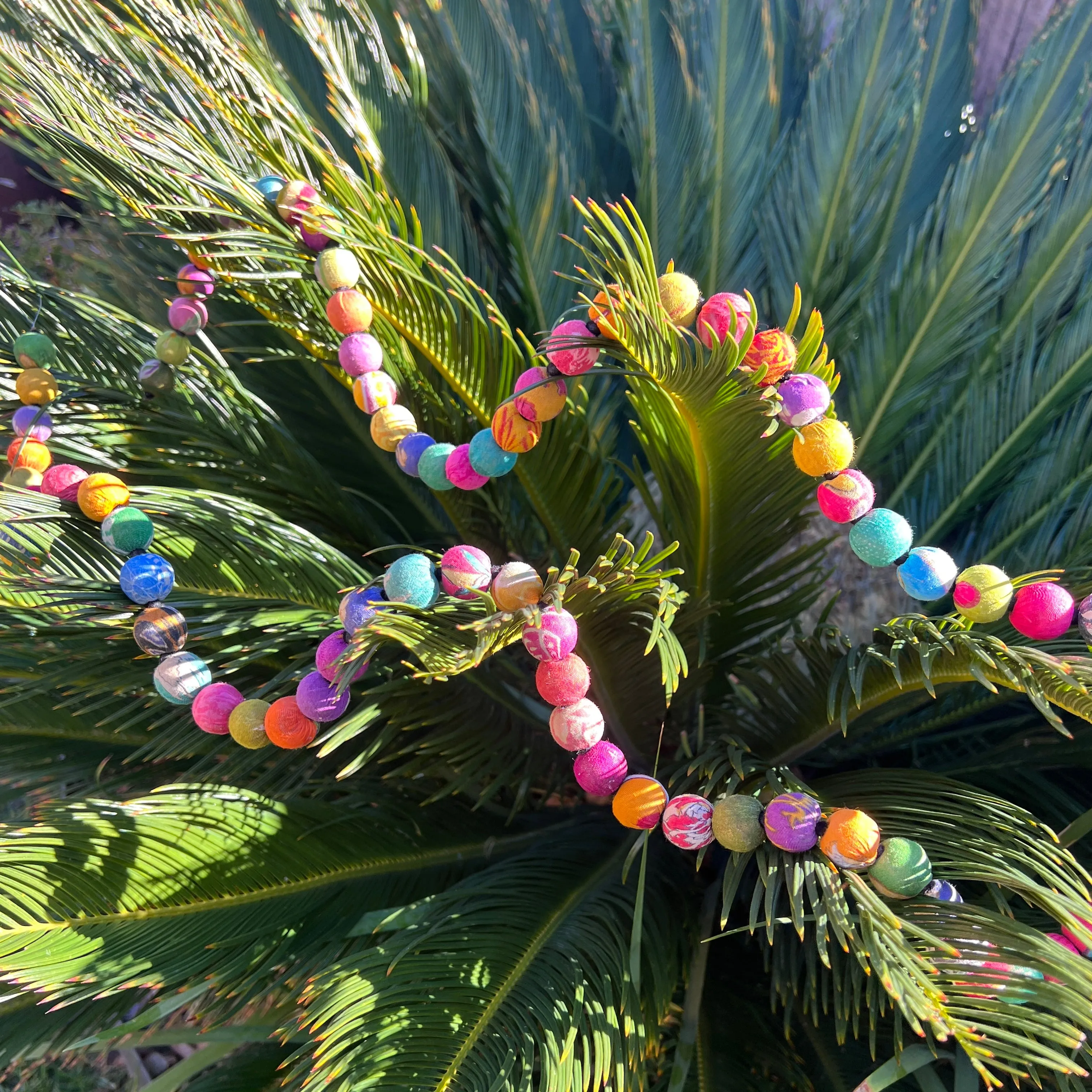 Decorative Beads Garland (6 ft) | Kantha Fabric & Recycled Wood