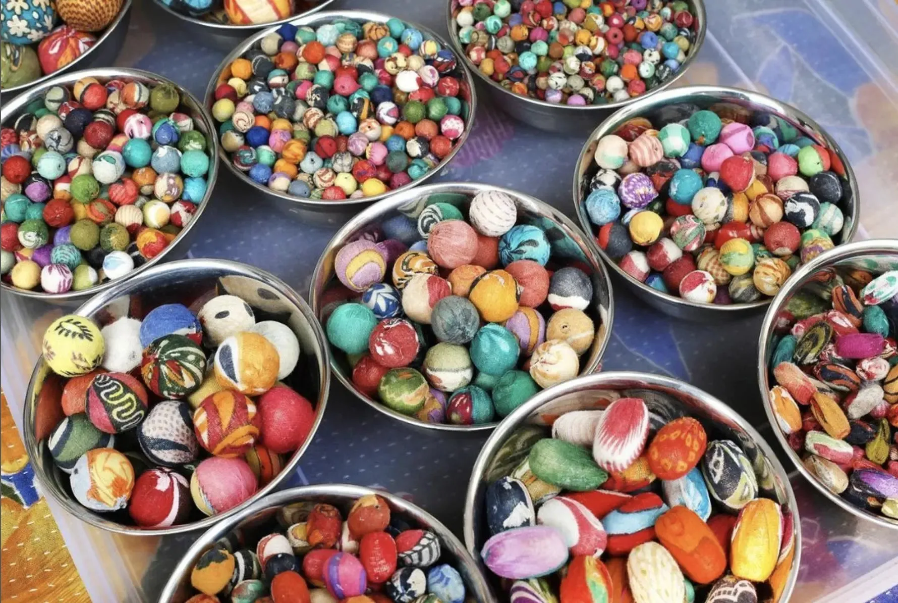 Decorative Beads Garland (6 ft) | Kantha Fabric & Recycled Wood