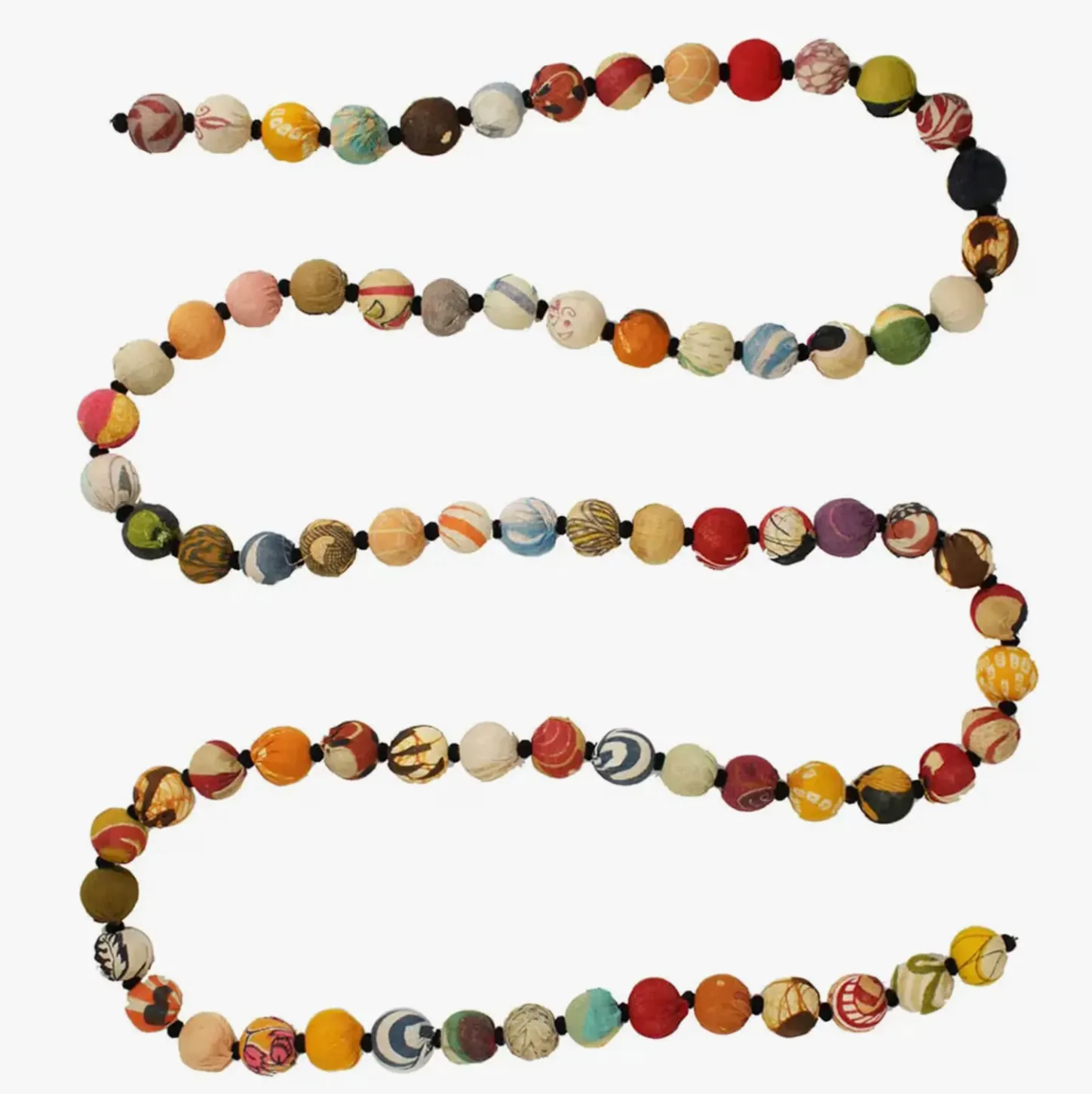 Decorative Beads Garland (6 ft) | Kantha Fabric & Recycled Wood