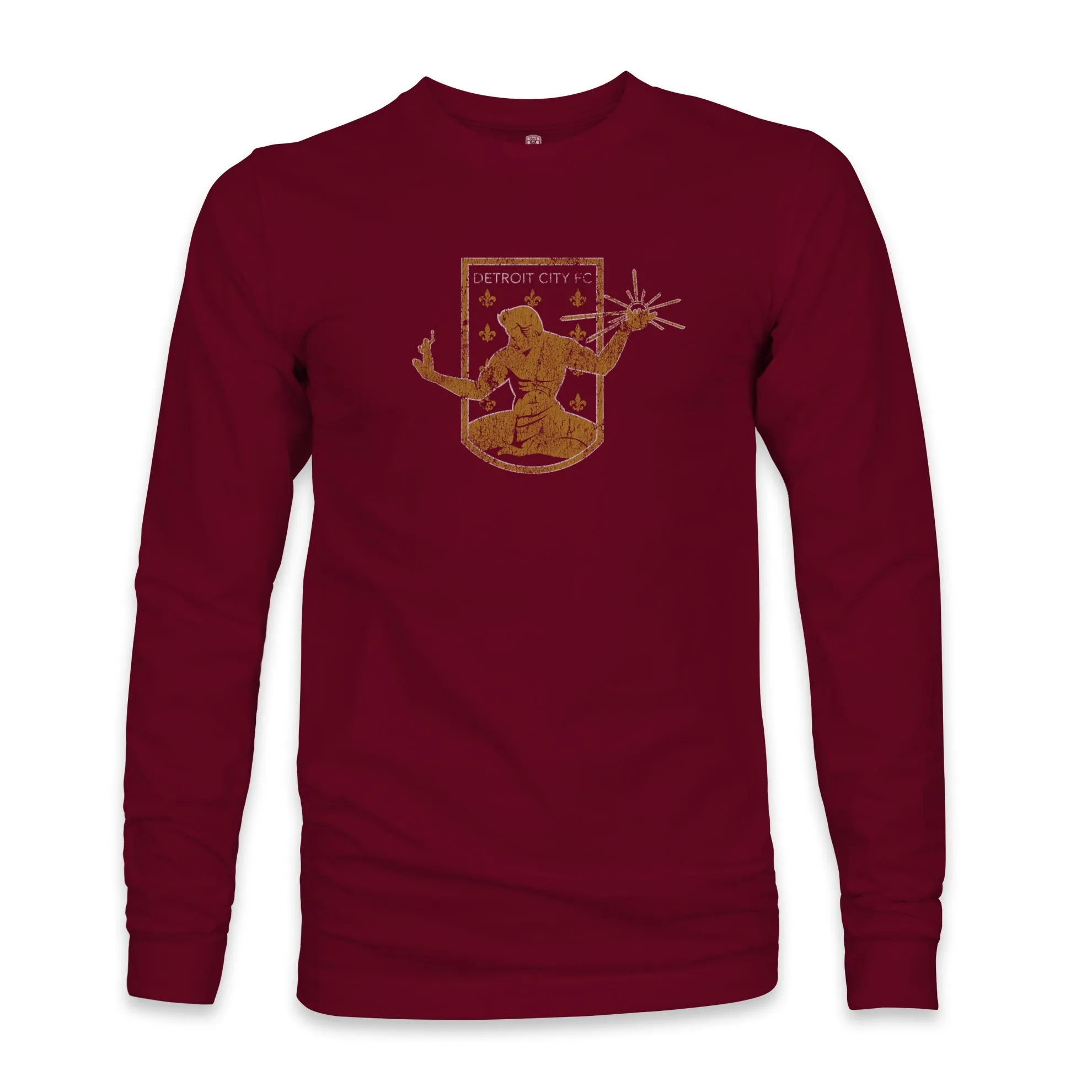 Detroit City FC Color Badge Cotton Long Sleeve T-Shirt - Maroon