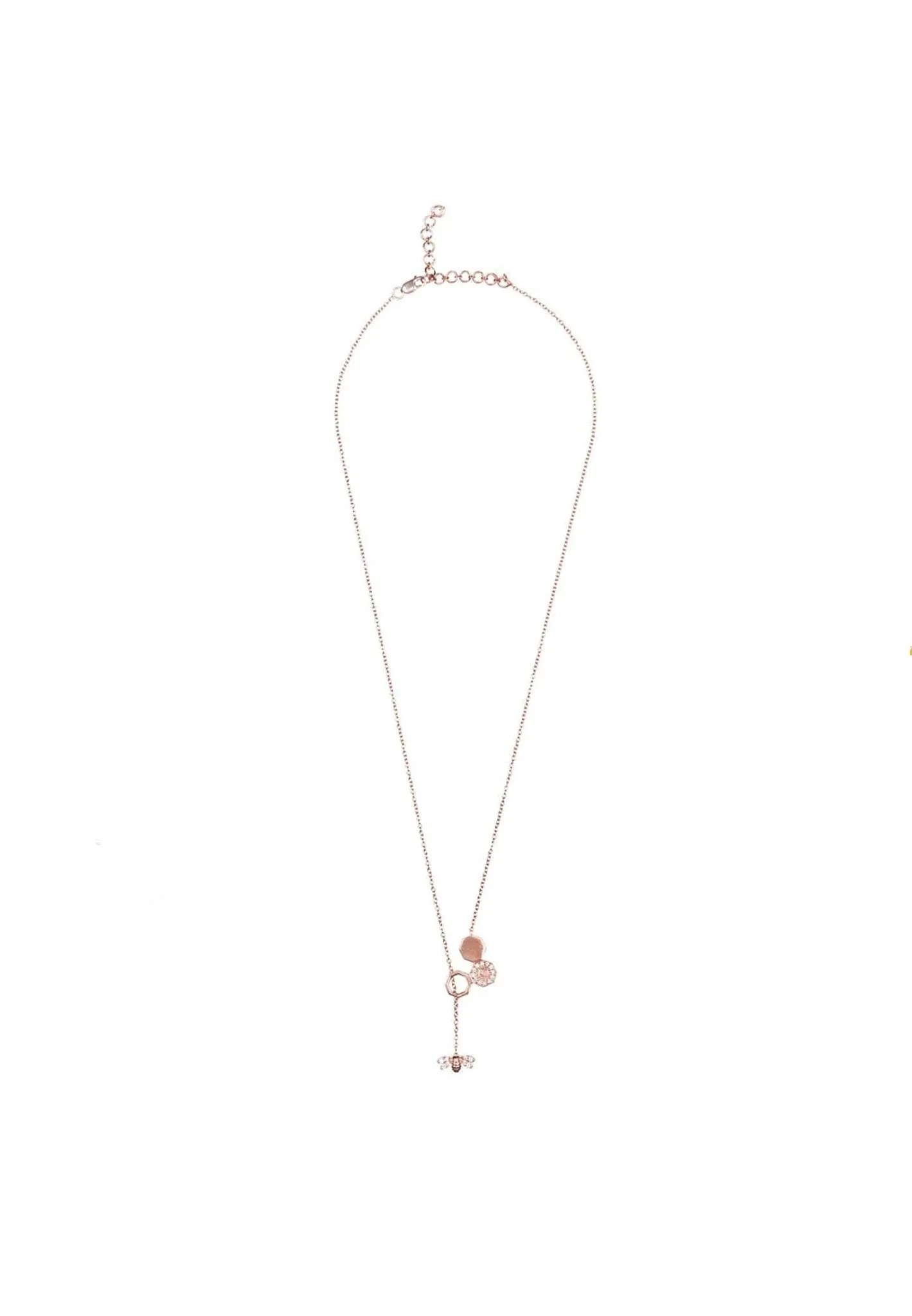 Diamond Honey Bee Comb Pendant Necklace Rosegold