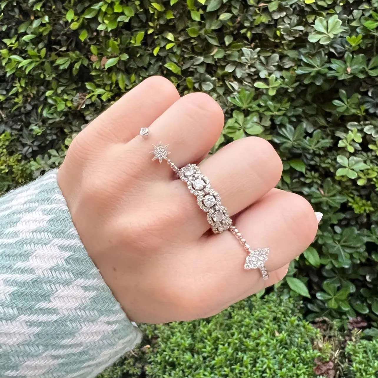 Diamond Starburst Open Ring