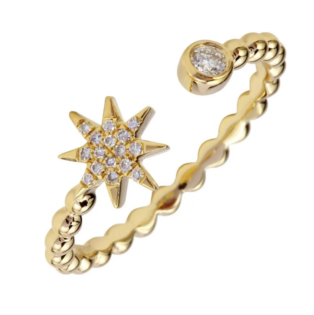 Diamond Starburst Open Ring