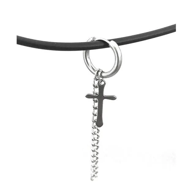Double Pierced Conjoined Chain Earrings for Female European and American Simple Punk Street Girls Boy Single Earrings