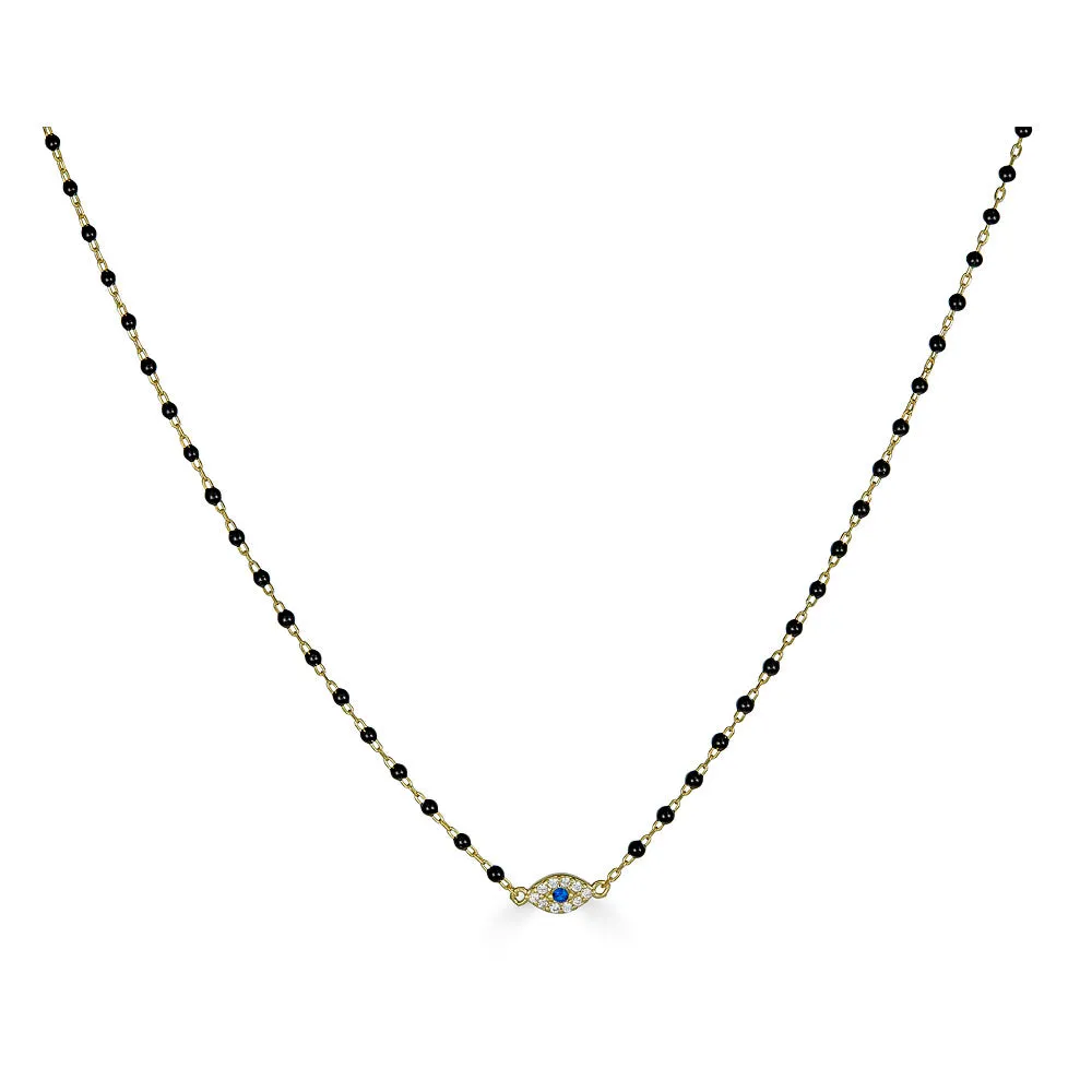 EVIL EYE CHARM ENAMEL BEADS NECKLACE
