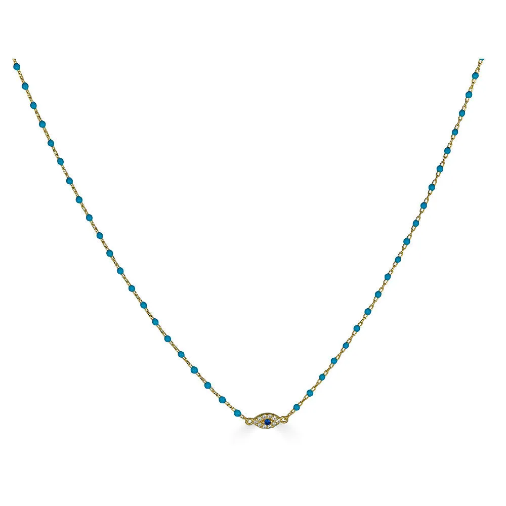 EVIL EYE CHARM ENAMEL BEADS NECKLACE