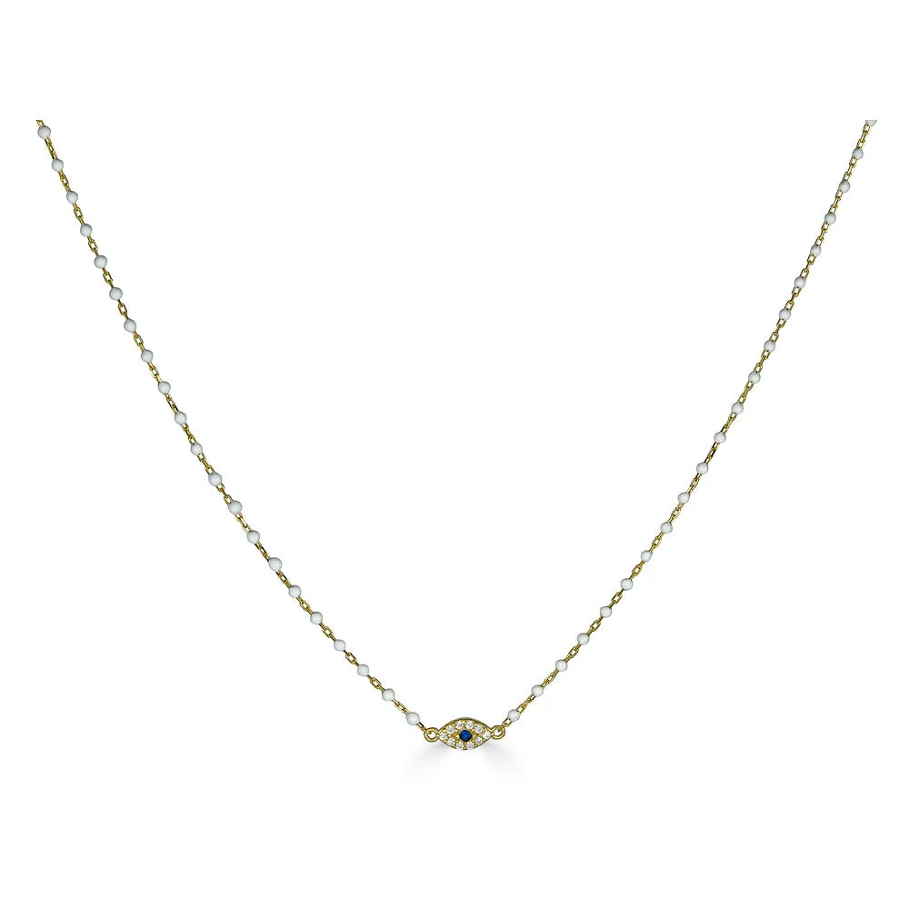 EVIL EYE CHARM ENAMEL BEADS NECKLACE