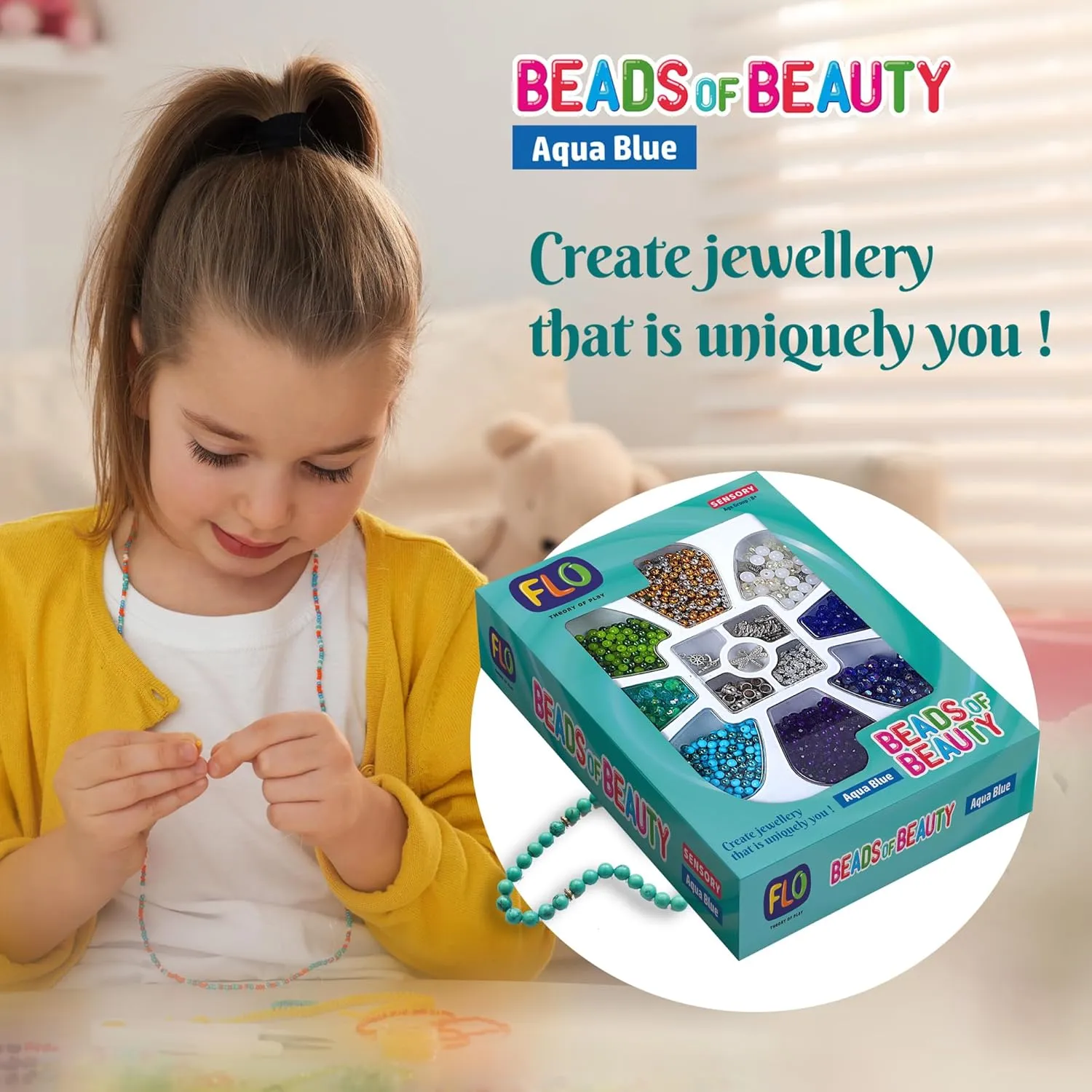 FLO Toys Beads Of Beauty: Scarlet Blue Diy Fashion Kit For Kids Ages 8 