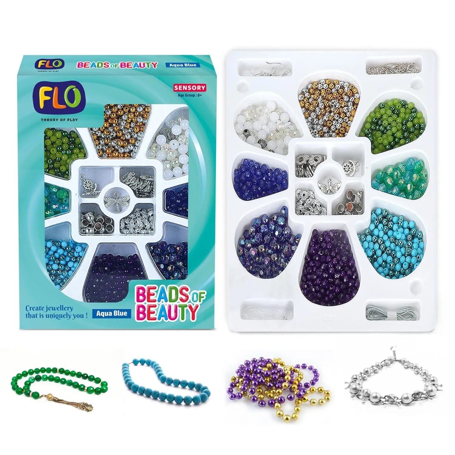 FLO Toys Beads Of Beauty: Scarlet Blue Diy Fashion Kit For Kids Ages 8 
