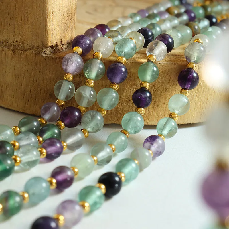 Fluorite Beaded Collarbone Necklace in Vibrant Hues