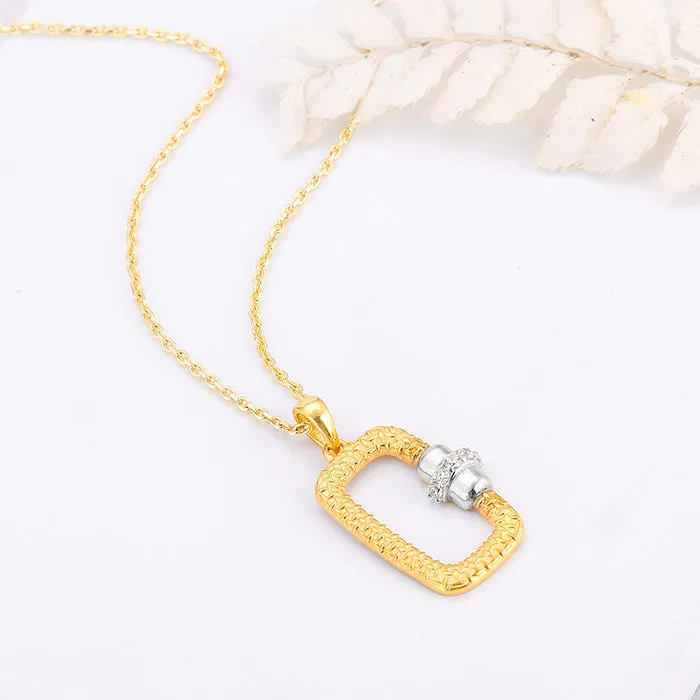 Golden Rectangular Beauty Pendant With Link Chain
