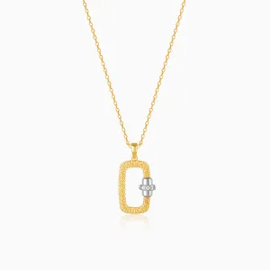 Golden Rectangular Beauty Pendant With Link Chain