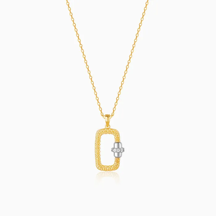 Golden Rectangular Beauty Pendant With Link Chain