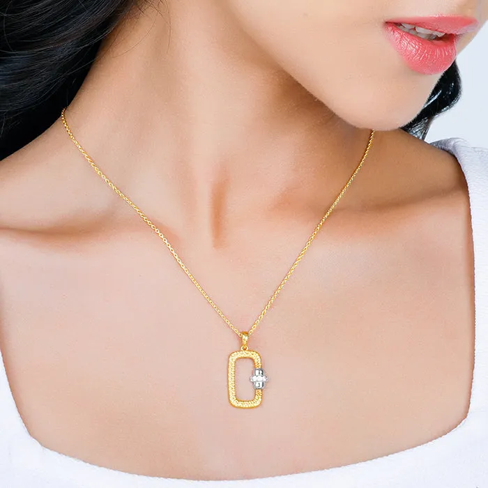 Golden Rectangular Beauty Pendant With Link Chain