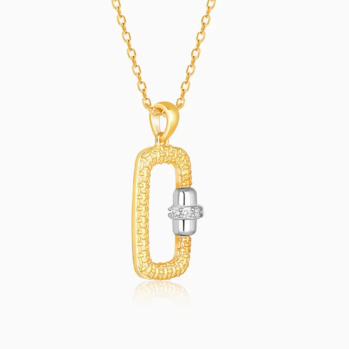 Golden Rectangular Beauty Pendant With Link Chain