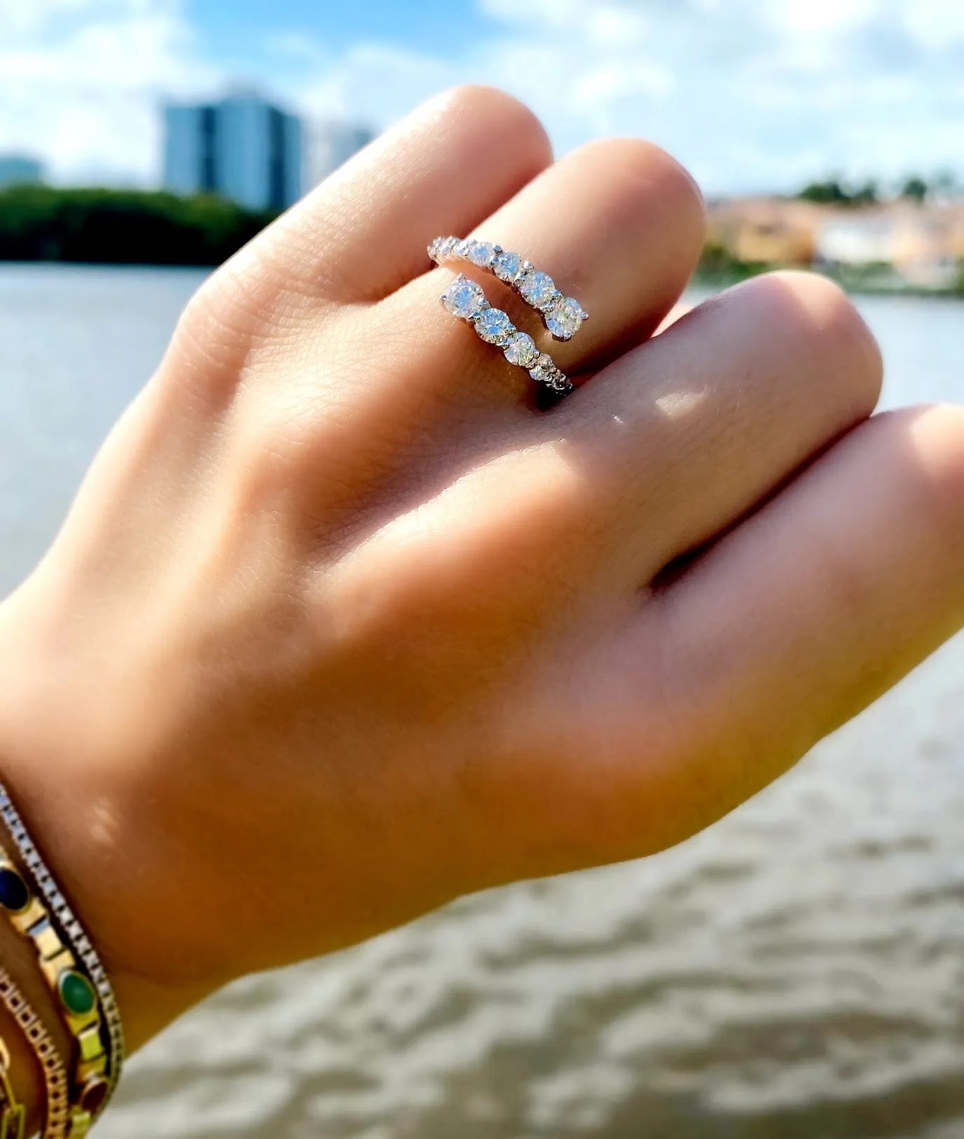Graduated Diamond Bypass Ring
