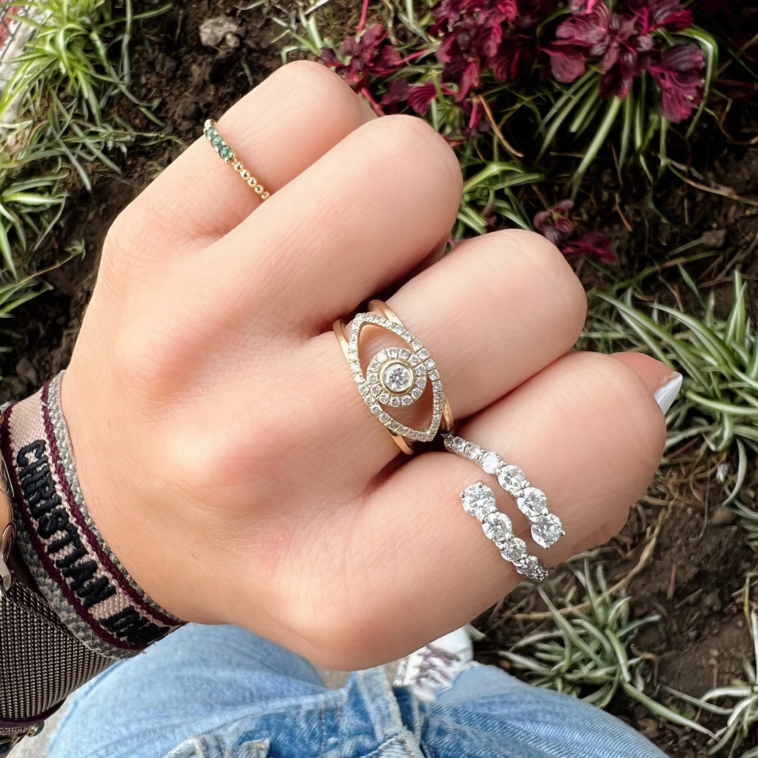 Graduated Diamond Bypass Ring