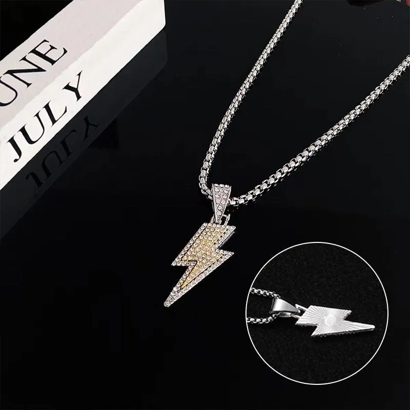 Great Gift! Hip Hop Lightning Bolt Pendant Necklace