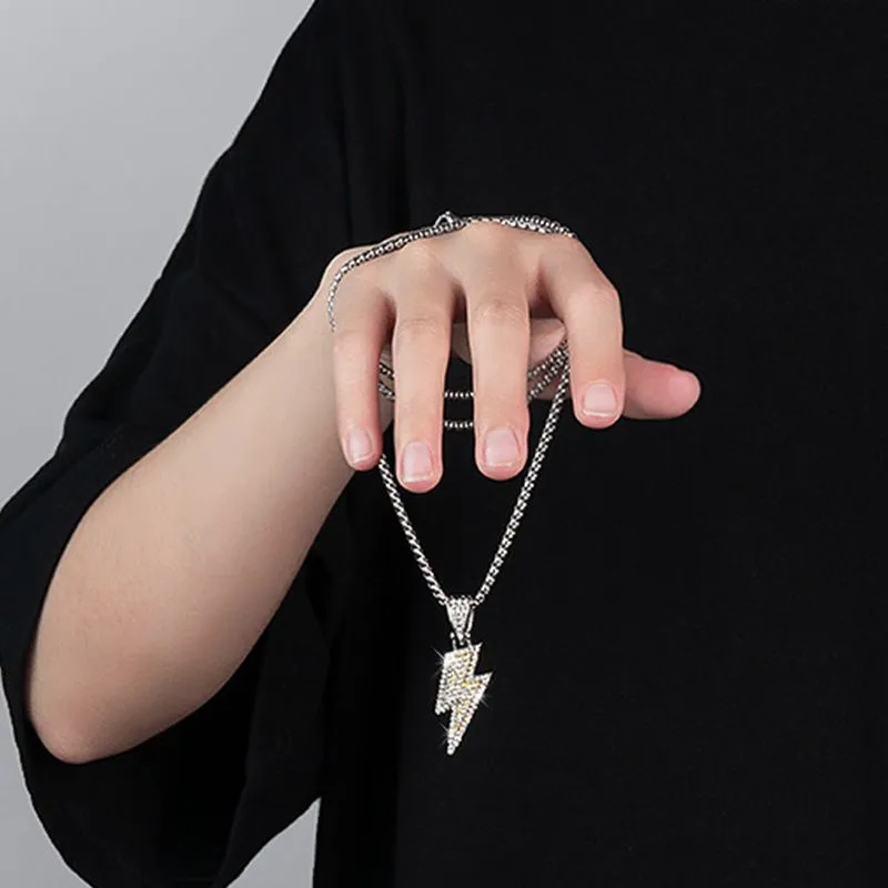 Great Gift! Hip Hop Lightning Bolt Pendant Necklace