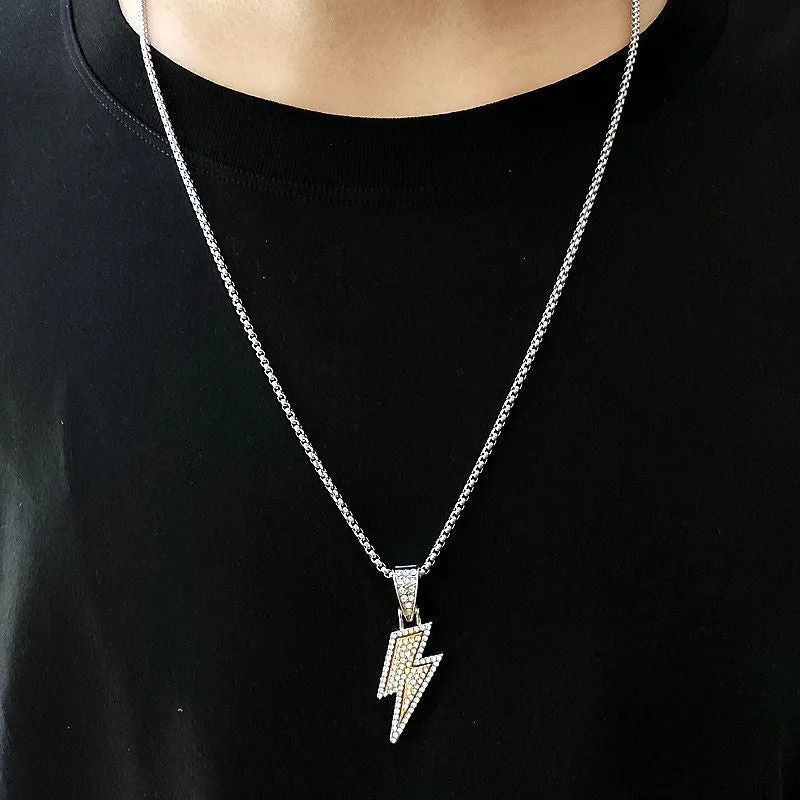 Great Gift! Hip Hop Lightning Bolt Pendant Necklace