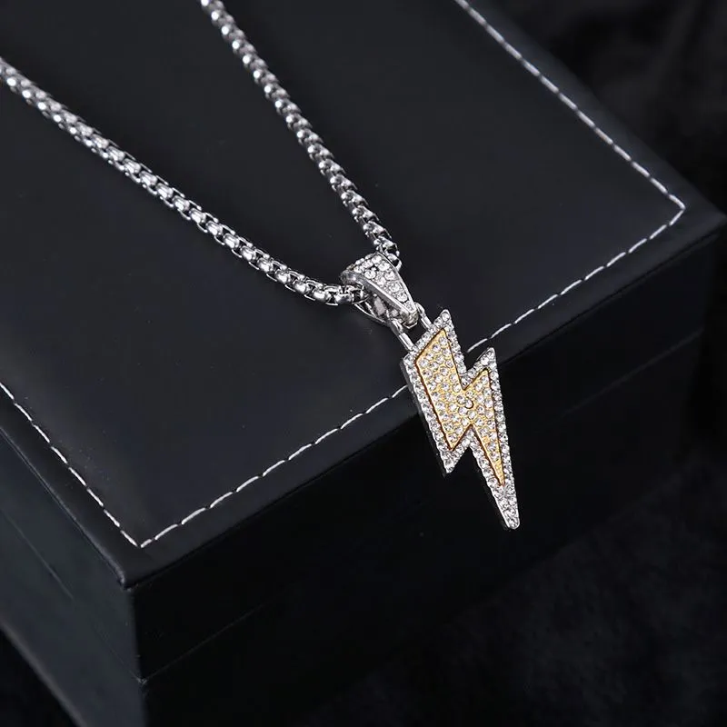 Great Gift! Hip Hop Lightning Bolt Pendant Necklace