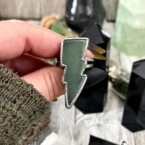 Green Aventurine Lightning Bolt Ring Size 6 7 8 9 10 11 / Foxlark Collection