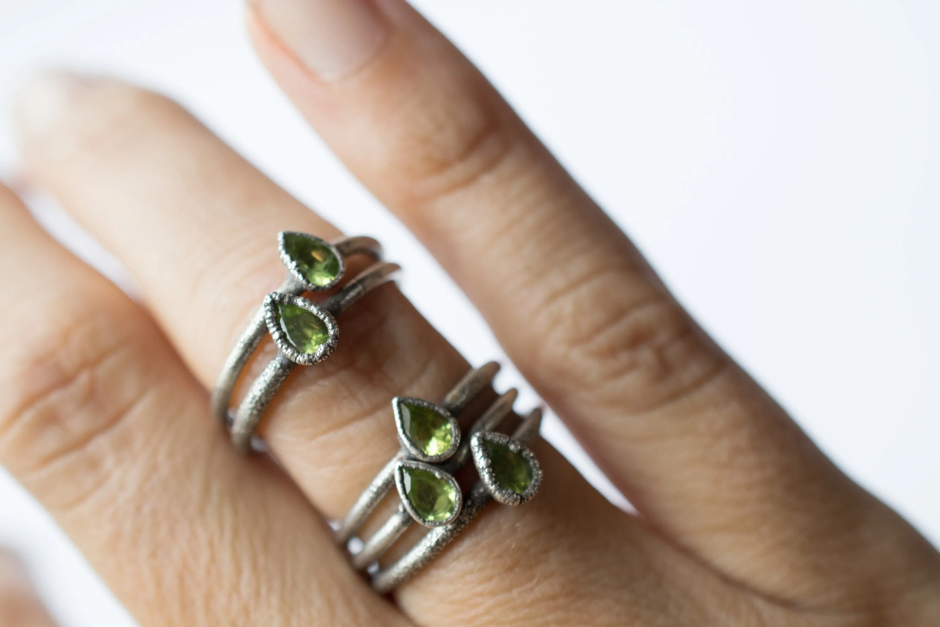 Green Peridot ring | Raw peridot ring