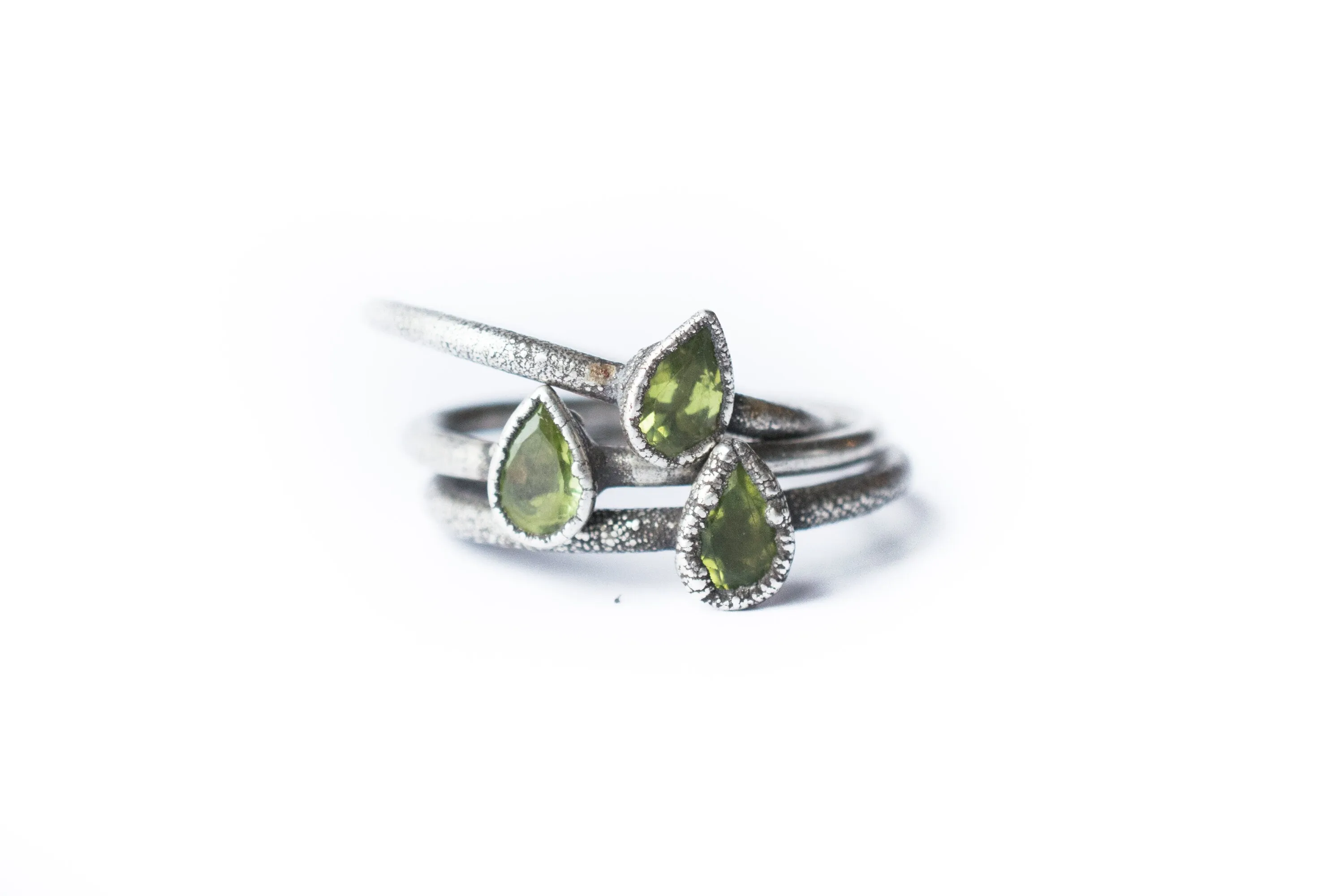 Green Peridot ring | Raw peridot ring