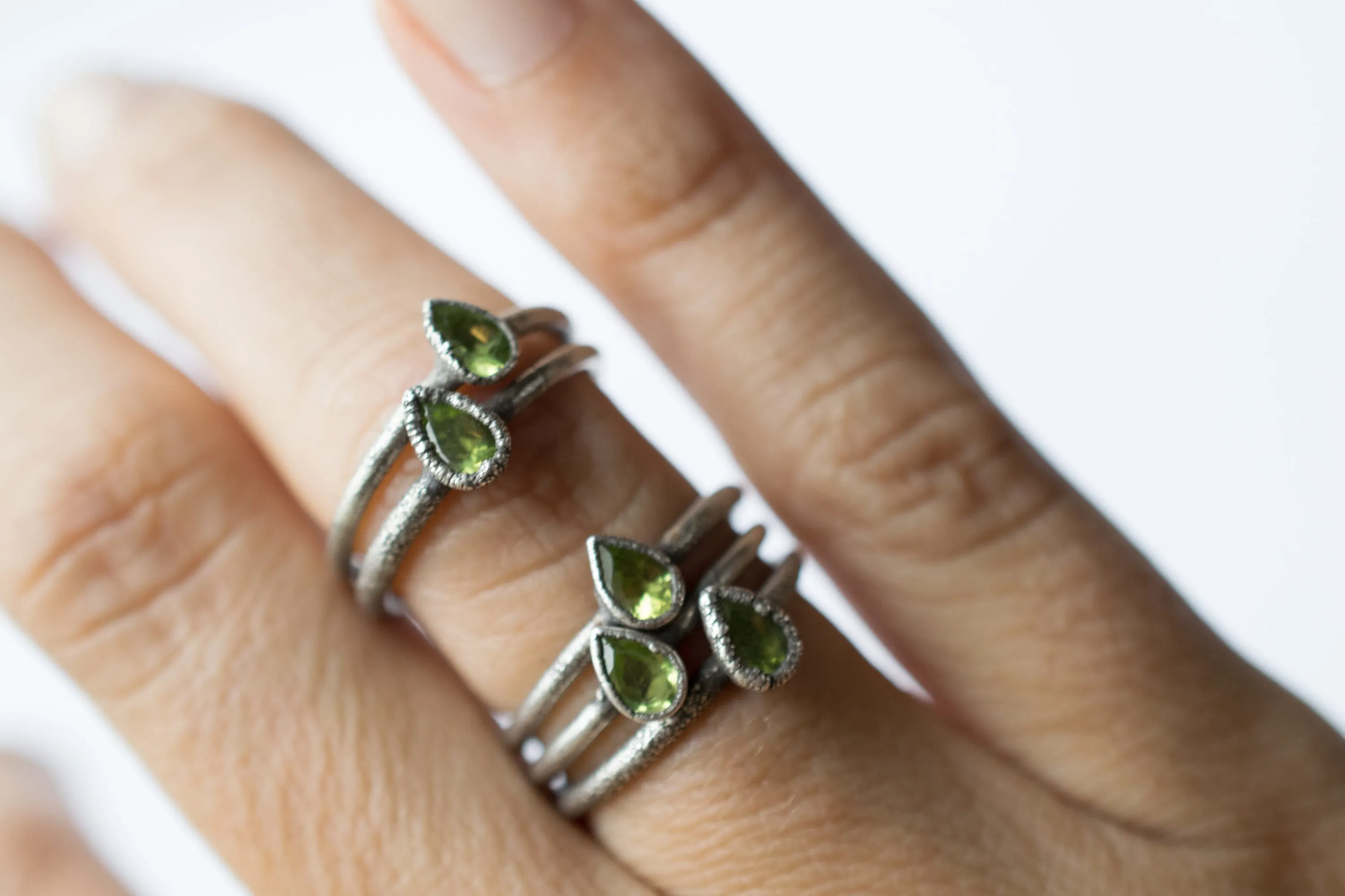 Green Peridot ring | Raw peridot ring