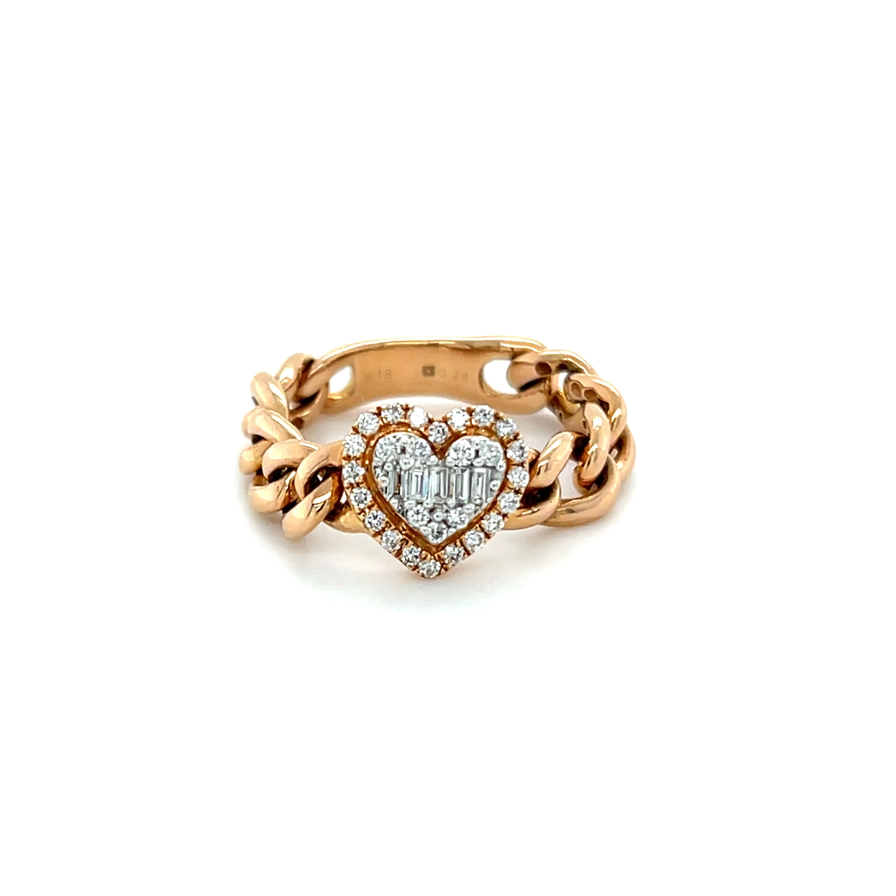 Heart Shape Multi Diamond on Cuban Chain Ring